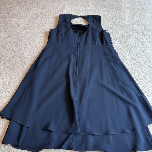 Faviana NY Dress Formal Midi Black Lace Sequin Chiffon Evening Cocktail Plus 14W - Picture 8 of 10